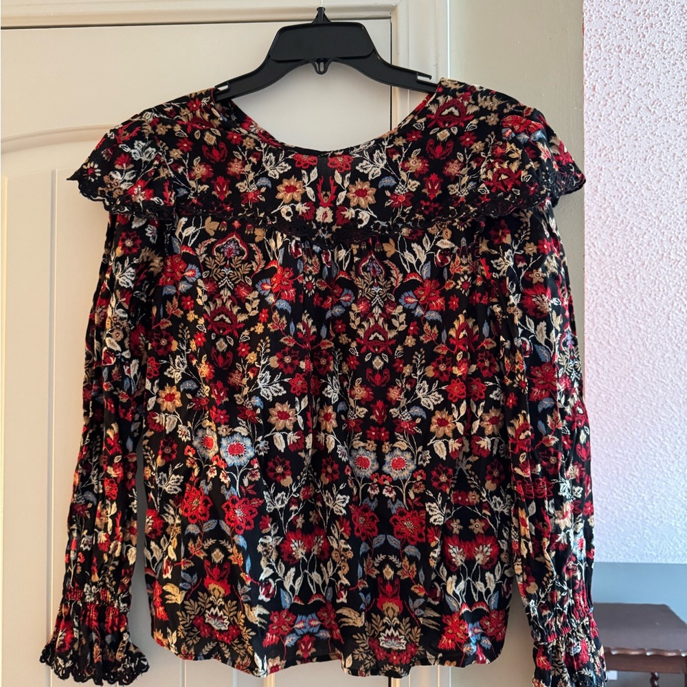 LOFT 100% Cotton Floral Blouse